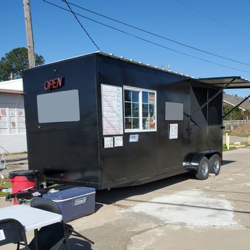 Unwrapped Black BBQ Trailer for Sale